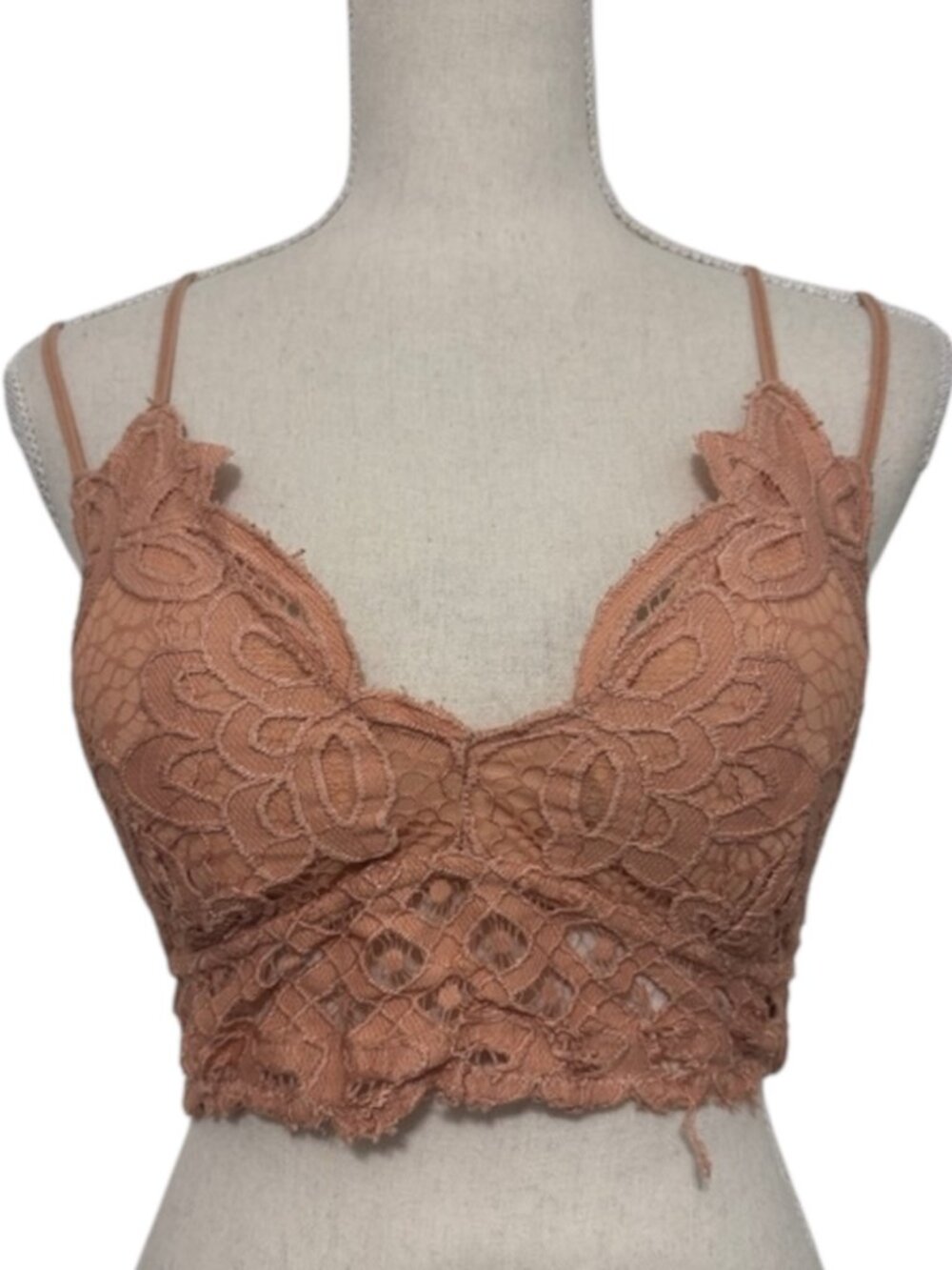 Anemone Lace Bralette Crop Top Women's Size Large Nude Rose Boho Bohemian
